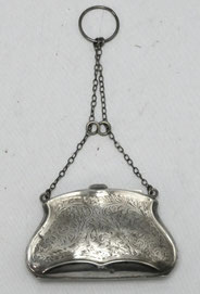 SILBER Geldbörse mit Kette 925 Sterling England 1914 Trevitt & Sons 9,5 x 6,5 cm