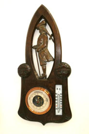 Jugendstil Eiche Wand Barometer Thermometer Alex Vennemann Aachen H. 50,0 cm, € 135,00