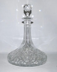 Kristall Dekanter Karaffe handgeschliffen Kerbschliff Stöpsel H. 29,0 cm Ø 20 cm, € 99,00