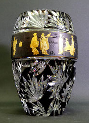 Große Art-Deco-Vase,Val St. Lambert,Japanisches Decor Gold,Mundgebl. Geschliffen, € 899,00
