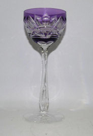Val St.Lambert Weinglas Kristall violetter Überfang eingest. Luftblase H.20,2cm, € 110,00