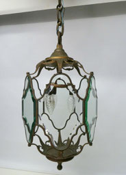 Große barocke Hallen Lampe, Bronze, facettiertes Glas, 85,0 cm, € 460,00