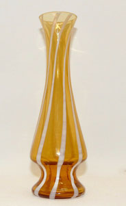 50er Jahre Glas Vase, Bernsteinfarben, weiße Einschlüsse, mundgeblasen, 23,3 cm, € 85,00