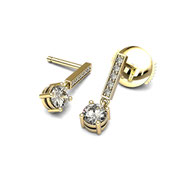 Boucles d'oreilles pendantes 4 griffes diamants or jaune