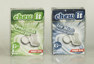 Chicle Chew sabor mint y sabor spearmint 25gr