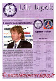 Programme  Ujpest-PSG  2002-03