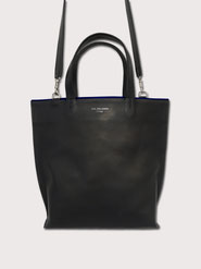  petit sac cabas cuir noir lisere bleu fait main paris sellier atelier la colombe made in france