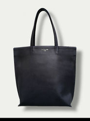  sac cabas cuir noir lisere noir fait main paris sellier atelier la colombe leather shopping bag black black made in france