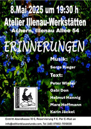 Donnerstag, 8.5.2025, Atelier Illenau-Werkstätten Achern, 19:30 Uhr