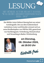 Dienstag, 8.10. Mediathek Lahr, 19 Uhr