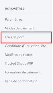 Frais de port dans une e-boutique Jimdo