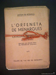 Exemplar de la primera edició de L'orfeneta de Menargues (1862), d'Antoni de Bofarull.