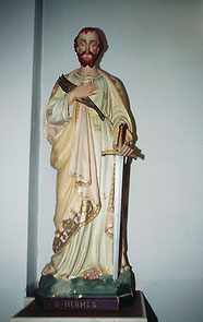 Olivese - Statue de Sant'Ermete (Hermès) centurion romain  martyr décapité en 216  (ou 132 ?) et fêté le même jour qu'Augustin