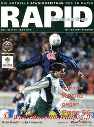 Programme  Rapid Vienne-PSG  2001-02