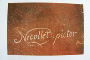 Charras d'Hier et d'Aujourd'hui - Charras - 16 - détail du tableau de Saint Vivien - signature du peintre Nicollet - pictor = peintre