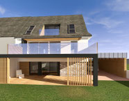 Rénovation maison, création carport, terrasse suspendue et fenêtre balcon velux Cabrio à Ploemeur, région lorientaise