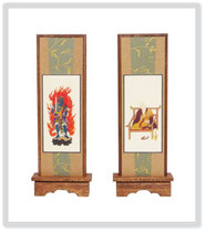 桐製スタンド掛軸弘法大師・不動明王