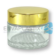 Pomadera de vidrio tapa oro, frascos de vidrio para cremas