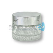 Pomadera de vidrio tapa plateada, frascos de vidrio para cremas