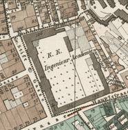The k.k. Ingenieur Akademie in the Neubau district of Vienna  [1850 plan of Vienna Dominik Biller/Antaria&Co SLUB/Deutsche Fotothek].