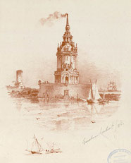 Phare de Cordouan : la tour de Louis de Foix Sanguine de Gustave Labat, 1886. Archives départementales de la Gironde, 162 T 5