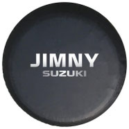 housse pour roue de secours suzuki jimny couleur noire en pvc et logo blanc et gris exclusif