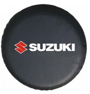 la housse de roue suzuki classique avec logo suzuki en rouge et ecriture en blanc