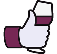 pouce Facebook avec verre de vin