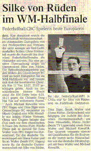 Westdeutsche Zeitung Bericht vom 23.12.2005 WM