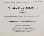 Ma deuxième exposition personnelle d'art naïf. Organisée par Lia KASPER dans sa galerie à Morges en Suisse en 2003