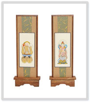 桐製スタンド掛軸鬼子母神・大黒天