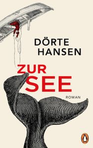 Buchcover Dörte Hansen, Zur See: mit einer Walfischflosse, die ein leichtes Boot in die Luft schleudert