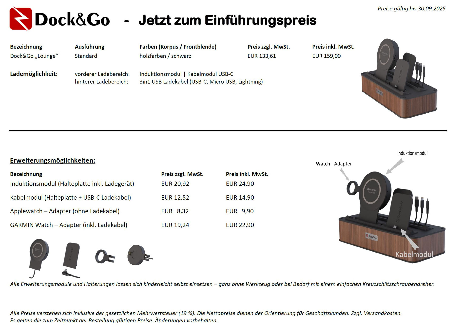 Dock&Go Lounge Preisliste