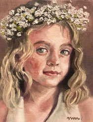 ノリコミシマの描く人物画、少女の油絵、norico mishima’s portrait oil painting.