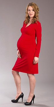 red maternity dress 