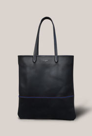 sac tote bag cuir lisere bleu fait main paris sellier atelier la colombe made in france