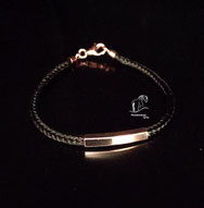 Pferdehaar Armband Rose mit Hülse und Gravur-Karabinerverschluss