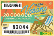 CUPÓN EXTRA DE VERANO DE LA O.N.C.E. - Nº 83044 - 15 - AGO. 19 (1,20€).