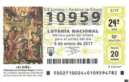 DECIMO LOTERÍA NACIONAL - Nº 10959 - 6 DE ENERO DE 2.017 (1€).