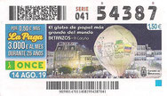 CUPÓN DIÁRIO DE LA O.N.C.E. - Nº 54387 - 14 - AGO. 19 (0,30€).