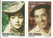 SELLO ESPAÑA - 2.016 - CINE ESPAÑOL AMPARO RIVELLES Y LUIS MARIANO - 1,30 EUROS + 1,30 EUROS - COLOR MULTICOLOR - EDIFIL NÚMERO 5095/96 (SELLO **NUEVO SIN SEÑAL DE FIJASELLOS) 4€.