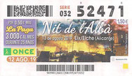 CUPÓN DIÁRIO DE LA O.N.C.E. - Nº 52471 - 12 - AGO. 19 (0,30€).