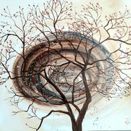 Tableau arbre devant tourbillon par Joelle Poret