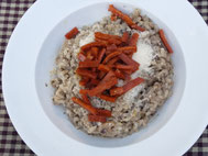 risotto met vegan spekjes