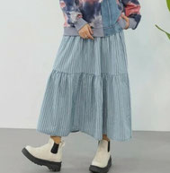 ヒッコリーティアードスカート  フォーユー価格　3,480円(税込) 清涼感のあるカジュアルスカートです   