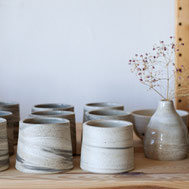 Handmade cup of three types of clay