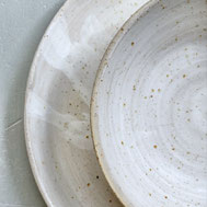 Handmade ceramic white speckled plate