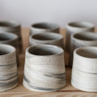 Handmade espresso cup of three types of clay