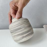 Handmade vase of three types of clay