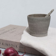 Handmade ceramic cup brown clay